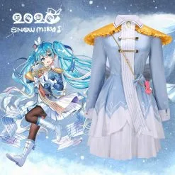 Cosplayfly 2020 New Vocaloid Snow Miku Hatsune Miku Blue Uniform Cosplay Costume For Halloween Carnival
