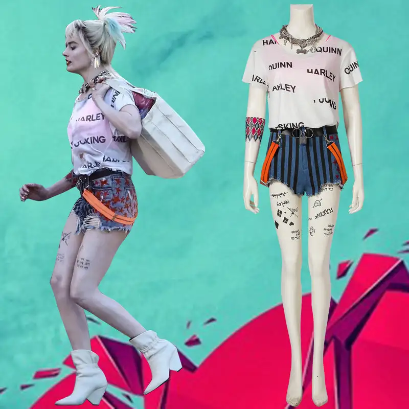 Cosplayfly 2020 Movie DC BIRDS OF PREY Harley Quinn Cosplay Costume Version B With Accessories For Halloween Carnival 1 Cosplayfly 2020 Movie DC BIRDS OF PREY Harley Quinn Cosplay Costume Version B With Accessories For Halloween Carnival
