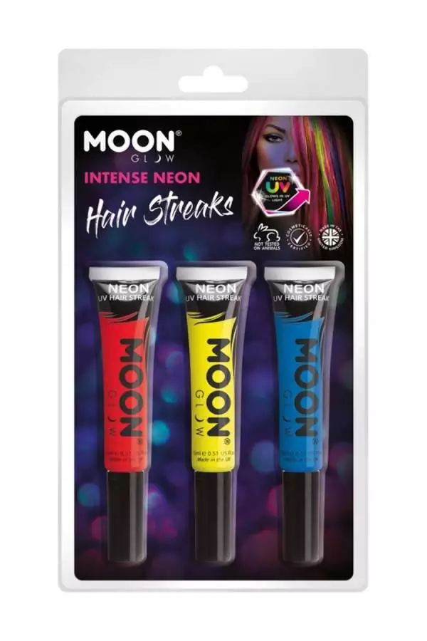 Smiffys 3 Colorations Mèches De Cheveux UV Néon – Moon Glow 5 Smiffys 3 Colorations Mèches De Cheveux UV Néon – Moon Glow – Image 5