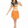 Jupe Hawaïenne Courte Orange Papier Adulte