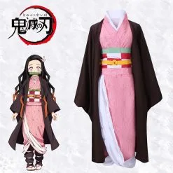 Cosplayfly Anime Demon Slayer: Kimetsu No Yaiba Kamado Nezuko Cosplay Costume Halloween Carnival Adult Outfit Version B