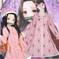 Cosplayfly Anime Demon Slayer: Kimetsu No Yaiba Kamado Nezuko Cosplay Costume Pink Pajamas Sleepwear