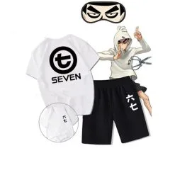 Cosplayfly Anime Scissor Seven/Killer Seven White T-shirt Black Shorts Black Tops Child/Adult Size