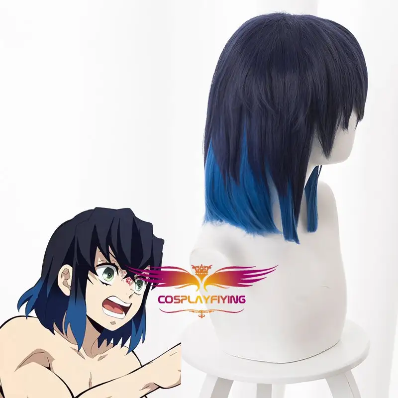 Cosplayfly Anime Demon Slayer :Kimetsu No Yaiba Hashibira Inosuke Short Dark Blue Gradient Cosplay Wig Cosplay For Boys Adult Men Halloween Carnival Party 2 Cosplayfly Anime Demon Slayer :Kimetsu No Yaiba Hashibira Inosuke Short Dark Blue Gradient Cosplay Wig Cosplay For Boys Adult Men Halloween Carnival Party – Image 2