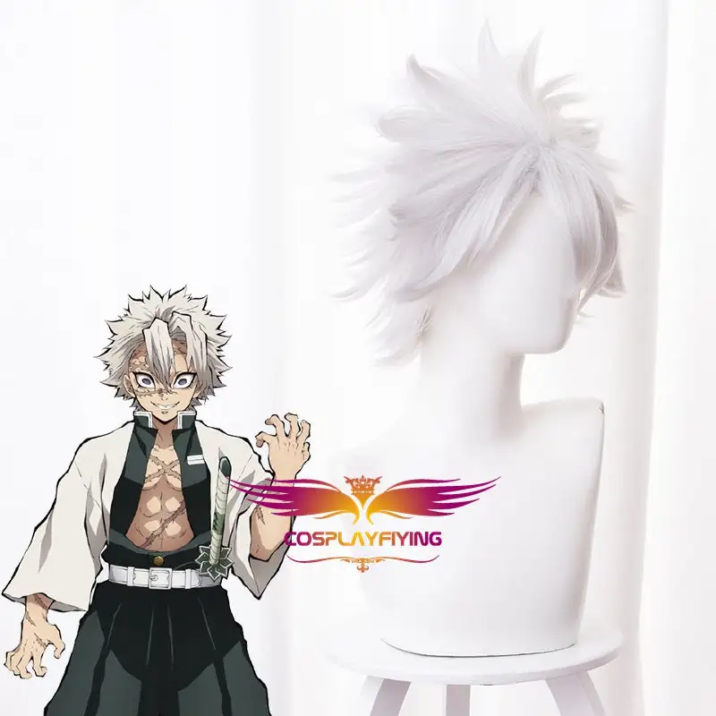 Cosplayfly Anime Demon Slayer :Kimetsu No Yaiba Shinazugawa Sanemi Silver Gray Short Cosplay Wig Cosplay For Boys Adult Men Halloween Carnival Party 2 Cosplayfly Anime Demon Slayer :Kimetsu No Yaiba Shinazugawa Sanemi Silver Gray Short Cosplay Wig Cosplay For Boys Adult Men Halloween Carnival Party – Image 2