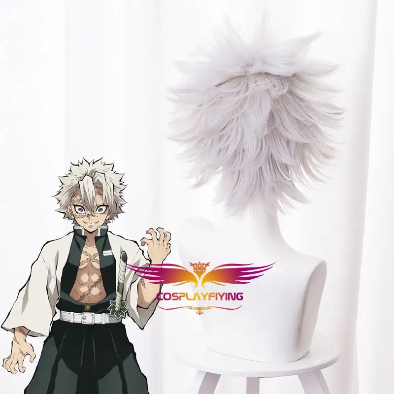 Cosplayfly Anime Demon Slayer :Kimetsu No Yaiba Shinazugawa Sanemi Silver Gray Short Cosplay Wig Cosplay For Boys Adult Men Halloween Carnival Party 4 Cosplayfly Anime Demon Slayer :Kimetsu No Yaiba Shinazugawa Sanemi Silver Gray Short Cosplay Wig Cosplay For Boys Adult Men Halloween Carnival Party – Image 4