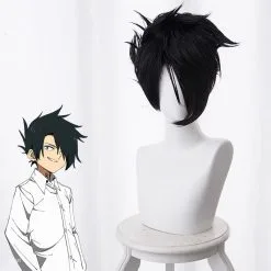 Cosplayfly Anime The Promised Neverland Ray Black Short Curly Cosplay Wig Cosplay For Boys Adult Men Halloween Carnival Party