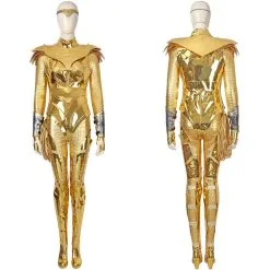 Cosplayfly DC 2020 Movie Wonder Woman 1984 Diana Prince Golden Battle Suit Cosplay Costume Halloween Carnival Version B