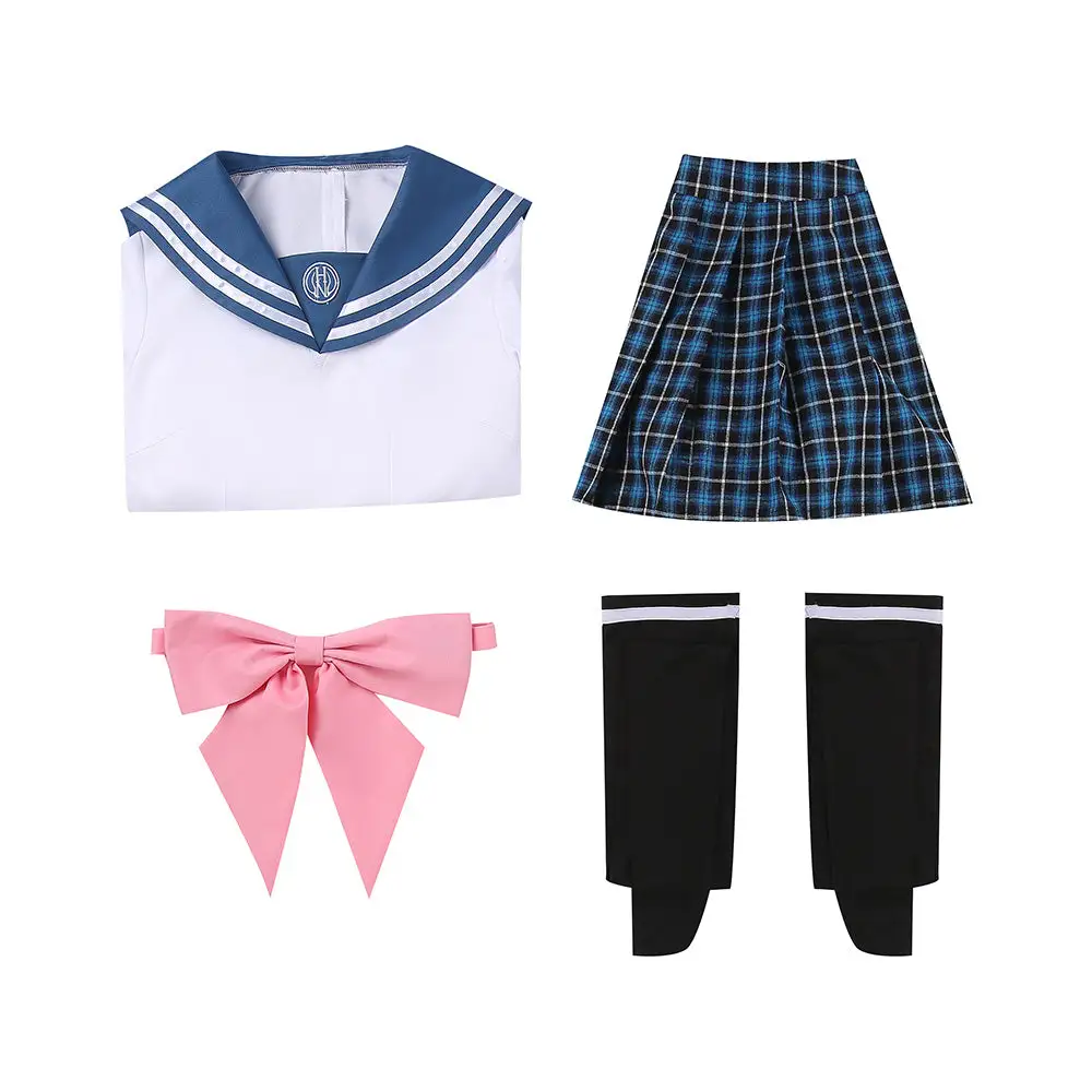 Cosplayfly Danganronpa Dangan-Ronpa Sayaka Maizono Cosplay Costume Sailor Suit Outfit With Pink Bow-Tie – Image 7