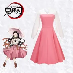 Cosplayfly Demon Slayer: Kimetsu No Yaiba Kamado Nezuko Pink Dress For Halloween Carnival