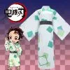 Cosplayfly Demon Slayer: Kimetsu No Yaiba Kamado Tanjirou Summer Kimono Cosplay Costume Halloween Carnival Party