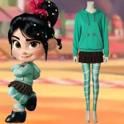 Cosplayfly Disney Wreck-It Ralph 2 Princess Vanellope Von Schweetz Cosplay Costume Luxurious Version