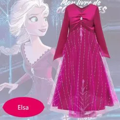 Cosplayfly 2019 New Disney Anime Movie Frozen 2 Princess Elsa Child Version Rose Red Cosplay Costume Kids Dress For Halloween Carnival Party