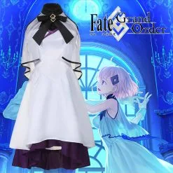 Cosplayfly FGO 5th Anniversary Project Under The Same Sky Mash Kyrielight White Dress Cosplay Costume Halloween Carnival