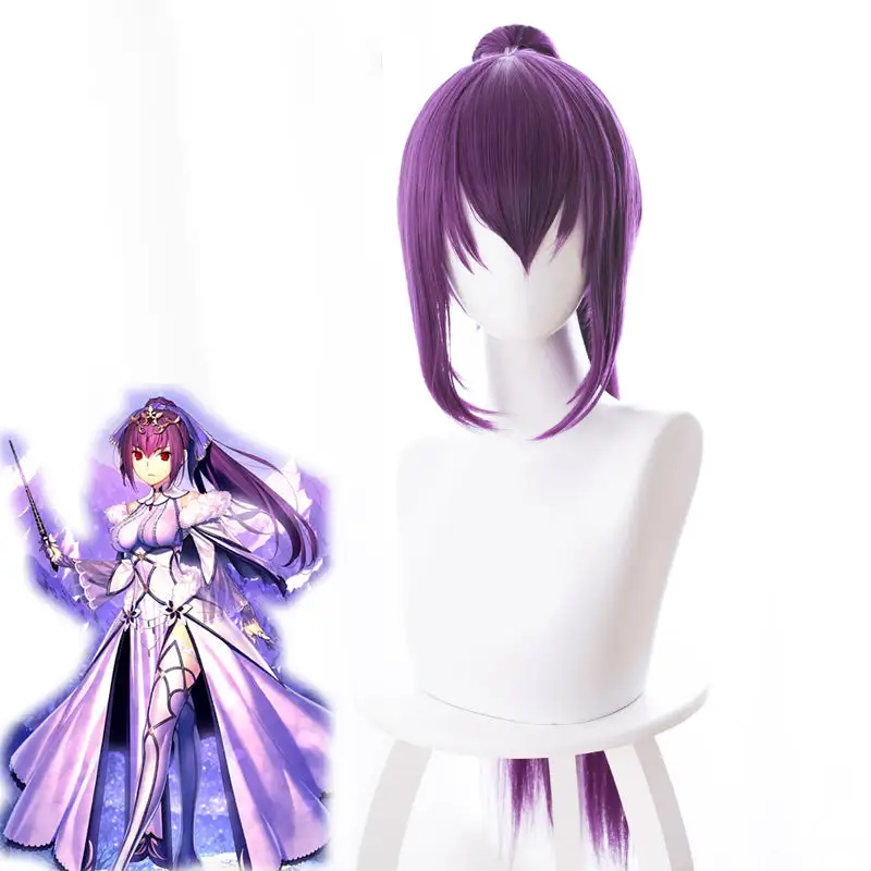 Cosplayfly Game Fate/Grand Order FGO Lancer Scathach Purple Long Straight Ponytails Cosplay Wig Cosplay For Adult Women Halloween Carnival 1 Cosplayfly Game Fate/Grand Order FGO Lancer Scathach Purple Long Straight Ponytails Cosplay Wig Cosplay For Adult Women Halloween Carnival