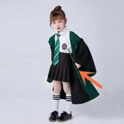 Cosplayfly Kids Cosplay Harry Potter Hogwarts Gryffindor Slytherin Ravenclaw Hufflepuff Wizard Witch Robe Cosplay Costume For Halloween Carnival