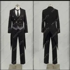 Cosplayfly Black Butler 2 Kuroshitsuji Sebastian Deacon Black Jacket Uniform Clothing Jacket Shirt Vest Pants Cosplay Costume
