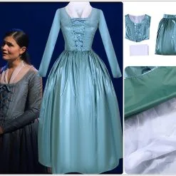 Cosplayfly Kids Version Hamilton Musical Elizabeth Schuyler Deep Blue Dress Child Size Concert Cosplay Costume Carnival Halloween