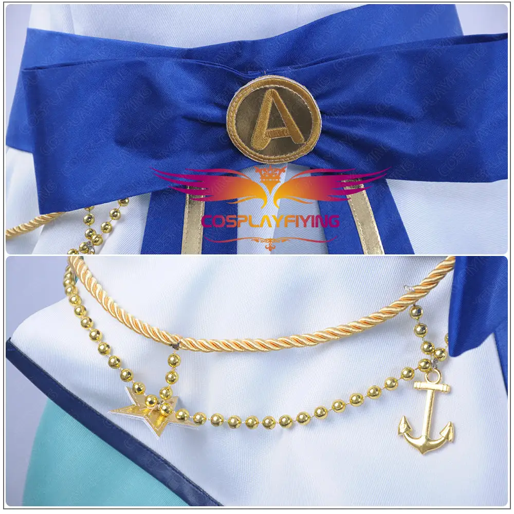 Cosplayfly LoveLive SunShine Aqours Kanan Matsuura 6th Anniversary Stage COS Cosplay Costume Custom Sexy Strapless Dress Fan-shaped Hairpin – Image 7