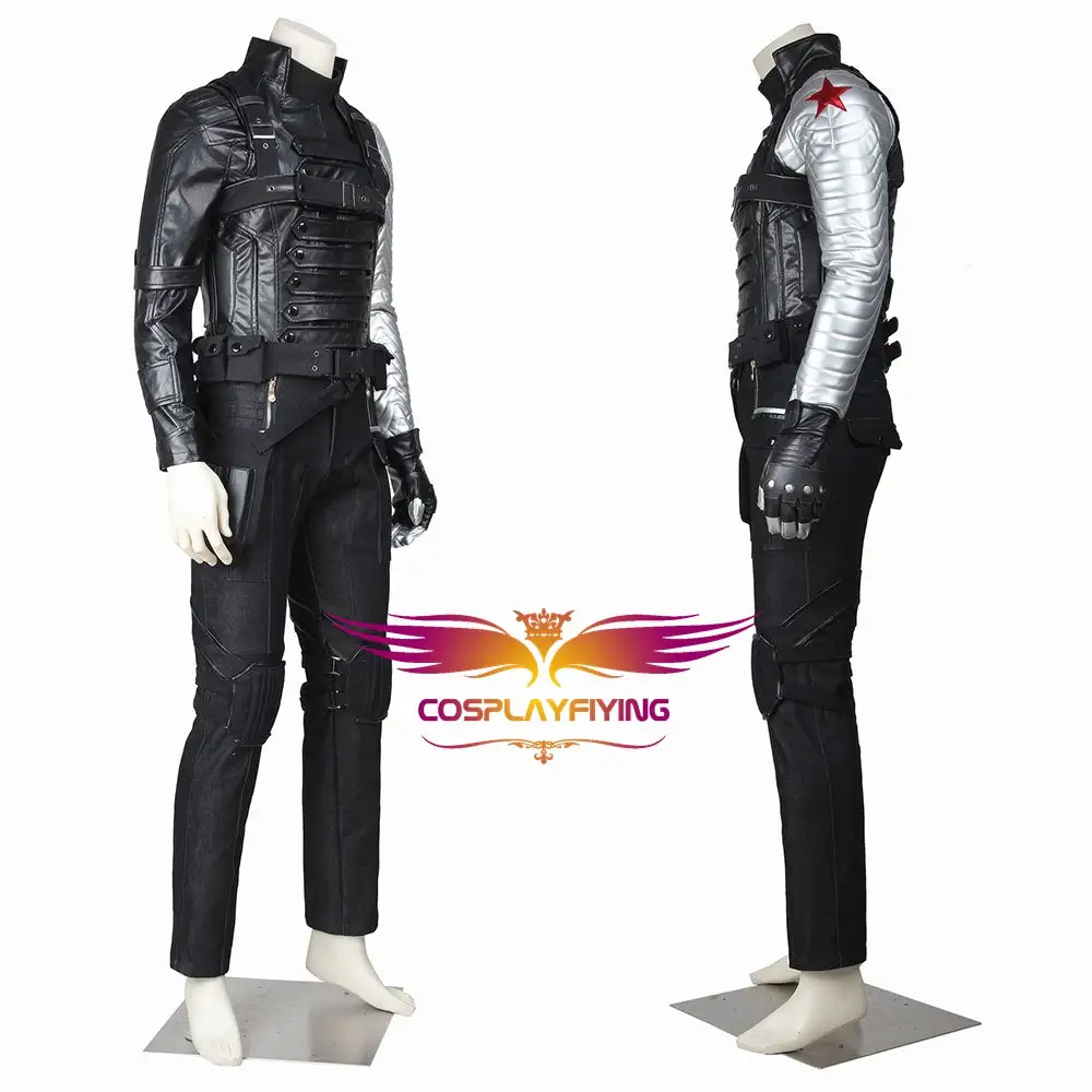 Cosplayfly Marvel Comics Captain America 2: Winter Soldier Bucky Barnes Cosplay Costume Halloween Carnival – Image 3