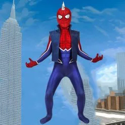 Cosplayfly Marvel Kids Cosplay Child Size Spider Man Ps4 Spider-Punk Suit Jumpsuit Cosplay Costume