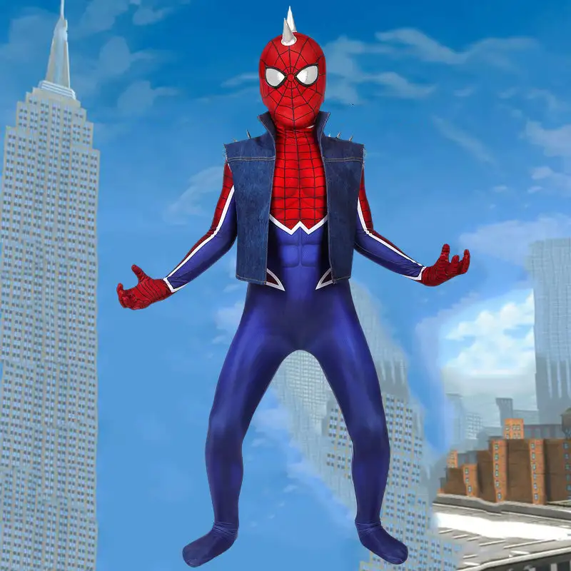 Cosplayfly Marvel Kids Cosplay Child Size Spider Man Ps4 Spider-Punk Suit Jumpsuit Cosplay Costume 1 Cosplayfly Marvel Kids Cosplay Child Size Spider Man Ps4 Spider-Punk Suit Jumpsuit Cosplay Costume