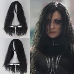 Cosplayfly Marvel Movie Thor: Ragnarok Avengers Hela Black Long Cosplay Wig Cosplay Prop For Girls Adult Women Halloween Carnival Party