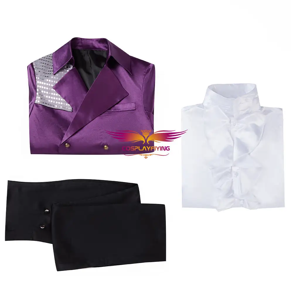 Cosplayfly Purple Rain Prince Cosplay Costume Purple Fancy Suit Trench Coat For Halloween Carnival 9 Cosplayfly Purple Rain Prince Cosplay Costume Purple Fancy Suit Trench Coat For Halloween Carnival – Image 9
