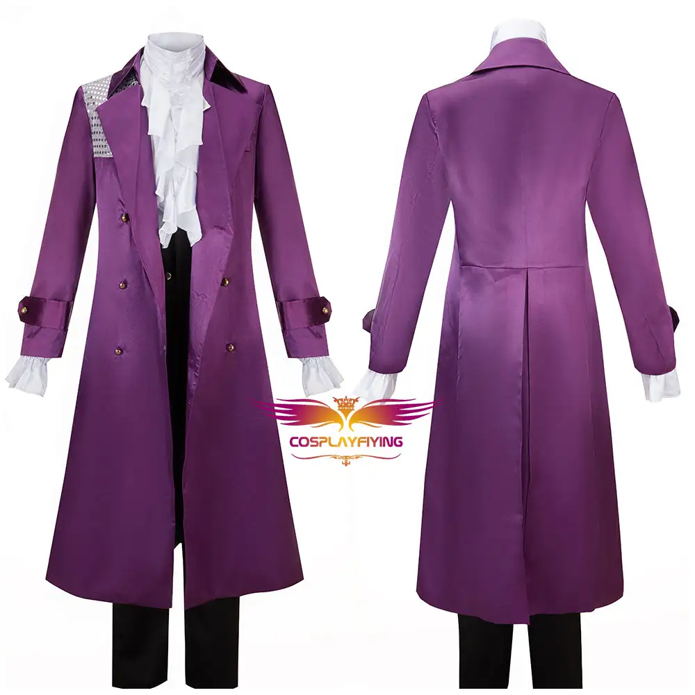 Cosplayfly Purple Rain Prince Cosplay Costume Purple Fancy Suit Trench Coat For Halloween Carnival 2 Cosplayfly Purple Rain Prince Cosplay Costume Purple Fancy Suit Trench Coat For Halloween Carnival – Image 2