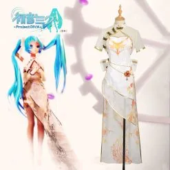 Cosplayfly Vocaloid Cos Project Diva Miku Organza TDA Cheongsam Cosplay Costume Custom Chiffon Dress Gloves Women Outfit Clothing Dress