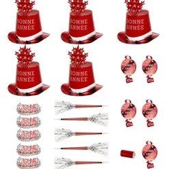 WIDMANN Accessoires Bonne Année, Rouge Pour 10 Personnes (21 Pièces)