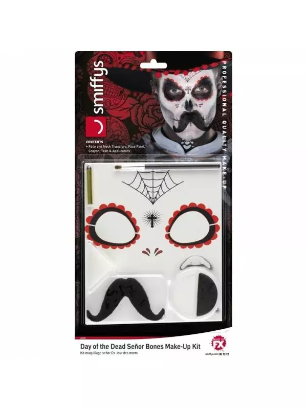 Smiffys Kit Maquillage Senor Os (transferts, Peinture Pour Le Visage, Crayon, Moustache Et Applicateurs) 1 Smiffys Kit Maquillage Senor Os (transferts, Peinture Pour Le Visage, Crayon, Moustache Et Applicateurs)