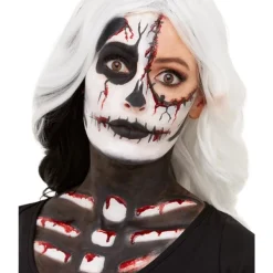 Smiffys Kit Maquillage Squelette, Aqua, Noir Et Blanc (Maquillage, Crayon, Sang Et éponge)