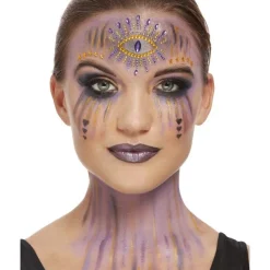 Maquillage Effets Spéciaux Smiffys, Kit Diseuse De Bonne Aventure, Aqua, Avec Des Pierres Précieuses, Des Paillettes, Des Bijoux -Pas Cher Cosplay Magasin maquillage effets speciaux smiffys kit diseuse de bonne aventure aqua avec des pierres precieuses des paillettes des bijoux 2