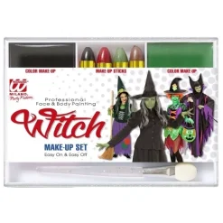 WIDMANN Maquillage Sorcière Visage Et Corps (4 Crayons, 2 Fards, 1 Applicateur)