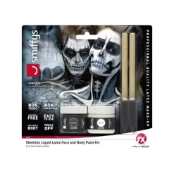 Smiffys Maquillage Squelette (pot Noir Et Blanc, 29.57 Ml Et éponges)