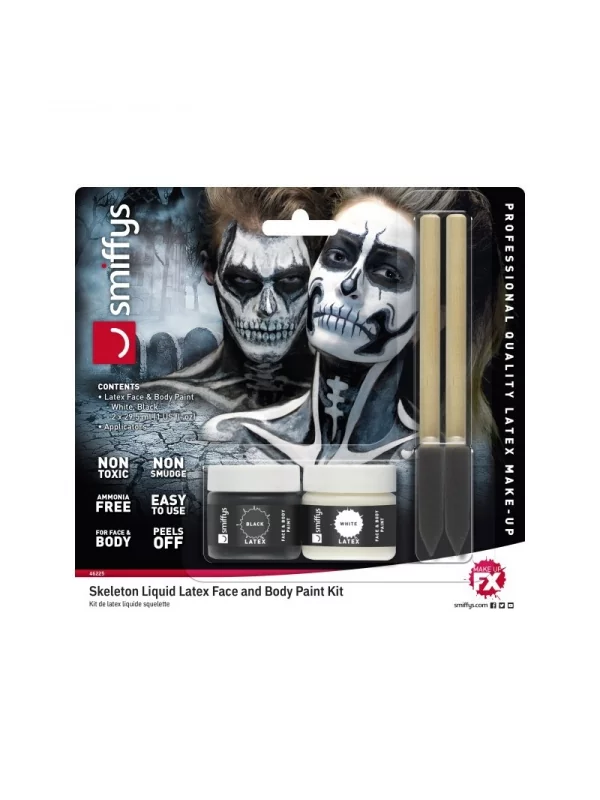 Smiffys Maquillage Squelette (pot Noir Et Blanc, 29.57 Ml Et éponges) 1 Smiffys Maquillage Squelette (pot Noir Et Blanc, 29.57 Ml Et éponges)
