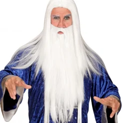 Perruque De Magicien Avec Barbe Blanche