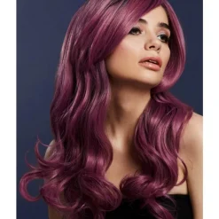 Smiffys Perruque Fever Khloe, Mauve, Cheveux Longs, 66 Cm