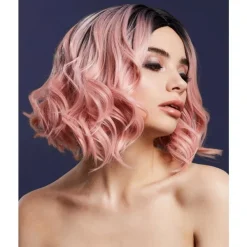 Smiffys Perruque Fever Kourtney, Bicolore, Rose Pâle, 30cm