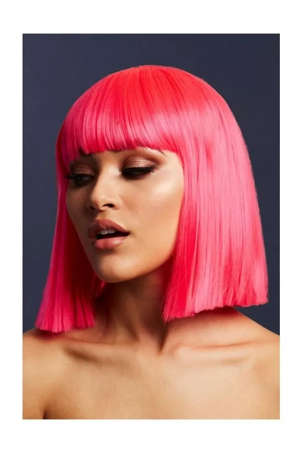 Smiffys Perruque Fever Lola, Rose Fluo, 30 Cm 1 Smiffys Perruque Fever Lola, Rose Fluo, 30 Cm