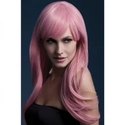 Smiffys Perruque Fever Sienna Sexy 66 Cm, Rose Pastel
