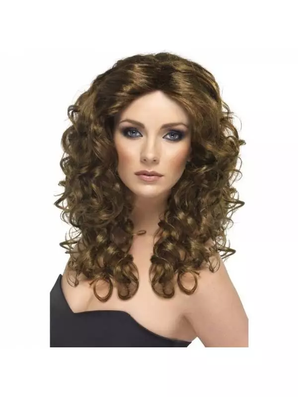 Smiffys Perruque Glamour Longue Frisée Brune 1 Smiffys Perruque Glamour Longue Frisée Brune