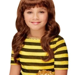 Smiffys Perruque Santoro Bee-Loved, Marron, Avec Frange