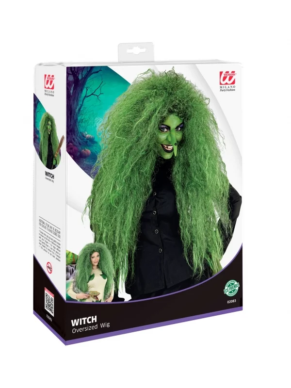 WIDMANN Perruque Sorcière Femme Verte 3 WIDMANN Perruque Sorcière Femme Verte – Image 3